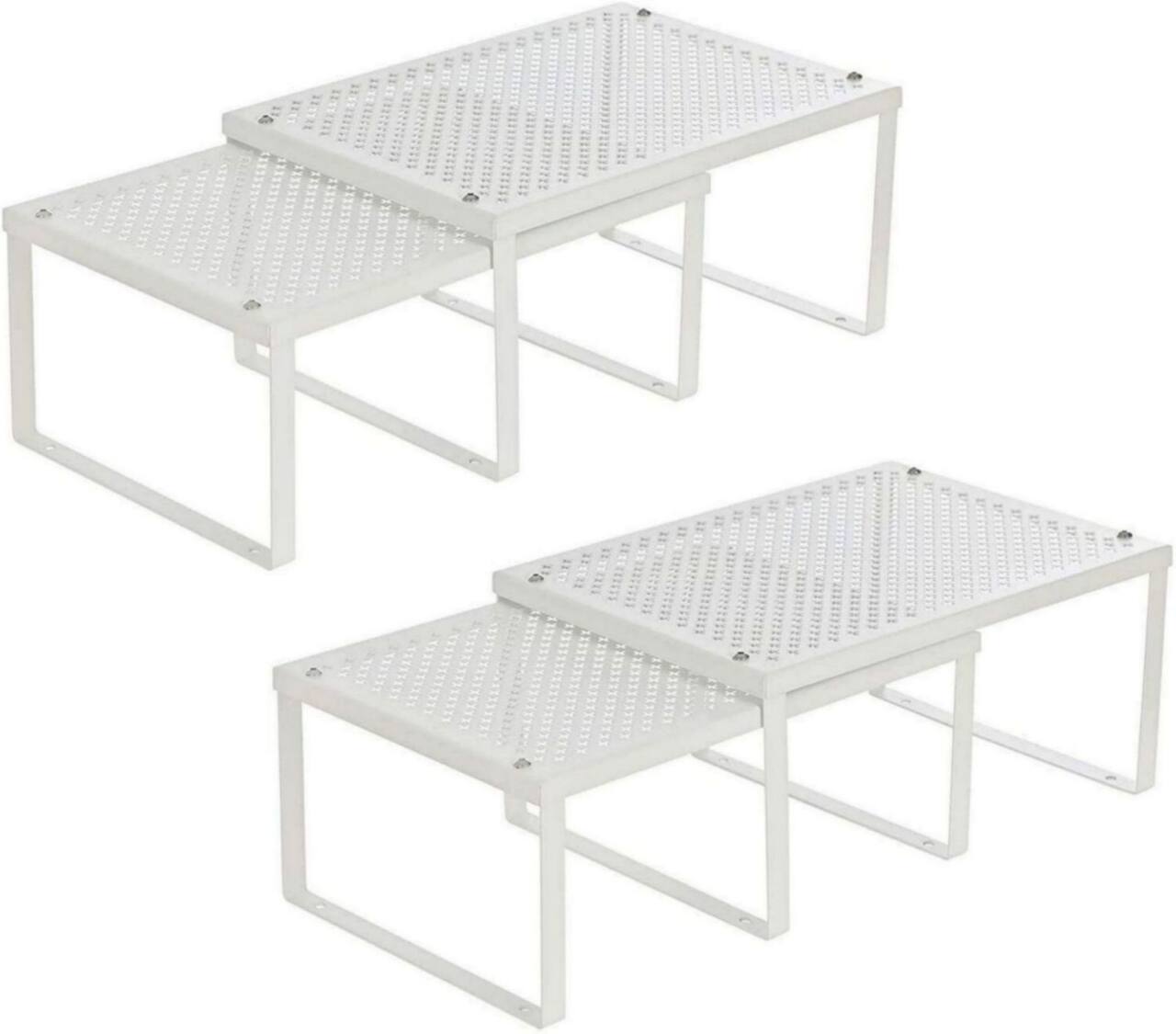 NEX™ White Expandable Counter Cabinet Shelf Organizer Set